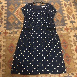 Boden Navy and White Polka Dot Dress Size 16L